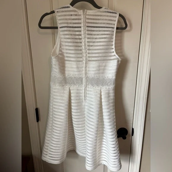 Francesca’s White Cami V-Neck Stripe Lace Illusion Waist Dress - Picture 5 of 11